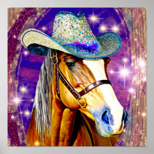 Poster Shotime - Cheval portant un Cowboy Casquette Art I