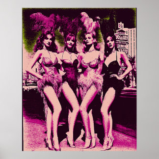 Poster Showgirl Baddies Pink and Green Risograph