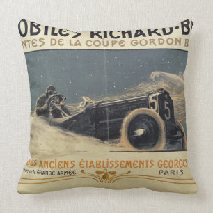 Poster showing Automobiles Richard-Brasier winning Throw Pillow