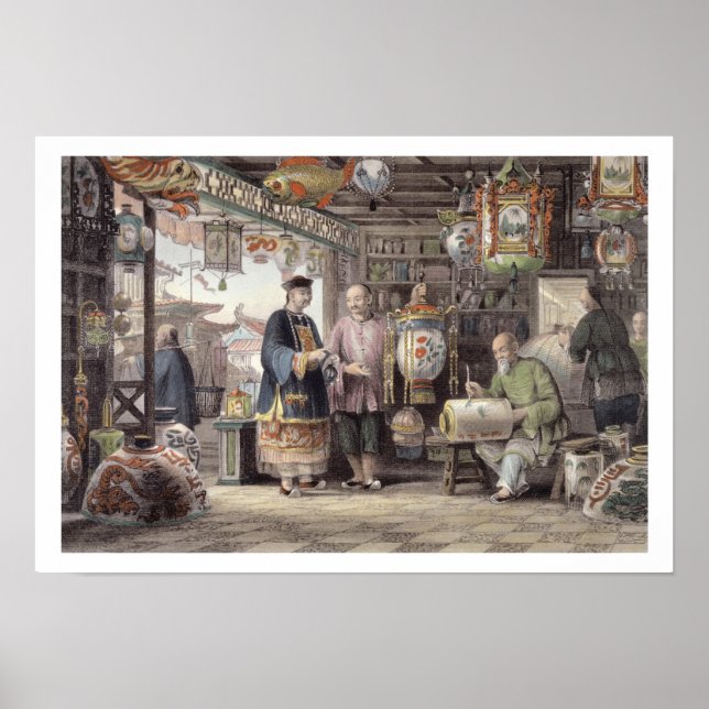Poster Showroom of a Lantern Merchant in Pékin, from 'ch (Devant)