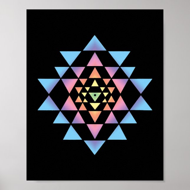 Poster Shri Yantra Méditation Bouddhisme Géométrie Sacrée (Devant)