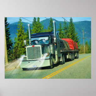 Poster Shuswap Cargo Freight Truck Highway Driving Art