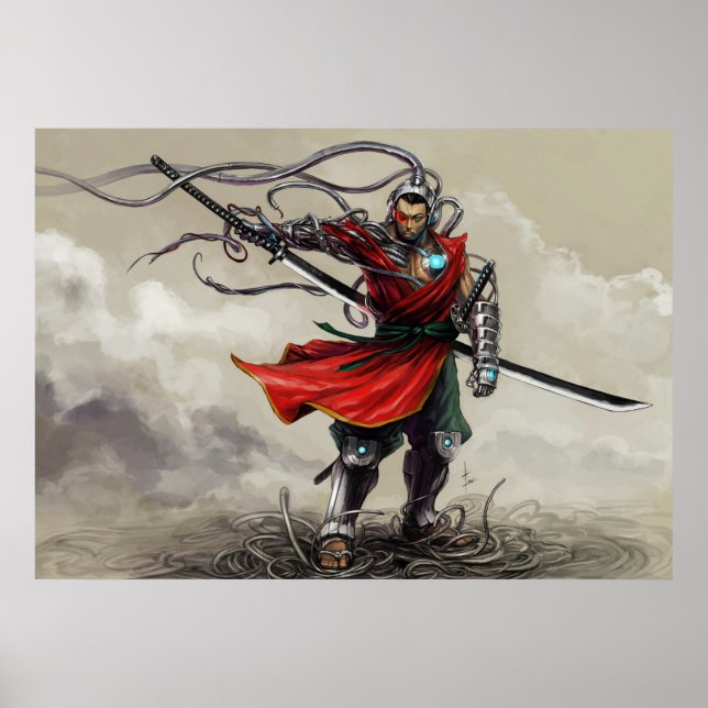 Poster SHWANN : L'impression Futuriste Samurai DJ (Devant)