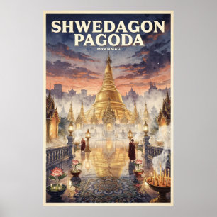 Poster Shwedagon Pagoda Voyage Vintage