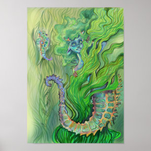 Poster Shy Seahorse Mermaid