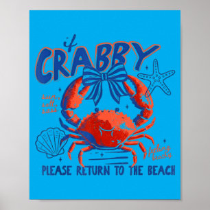Poster Si Crabby Retourne à la Plage Soleil Sel S Crabe