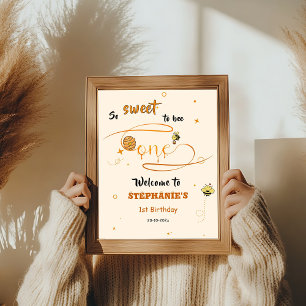 Poster Si doux d'être un abeille miel 1ère fête d'anniver
