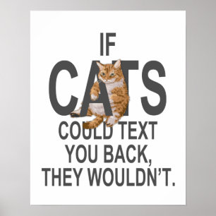Poster Si les chats pouvaient vous renvoyer un texto, ils