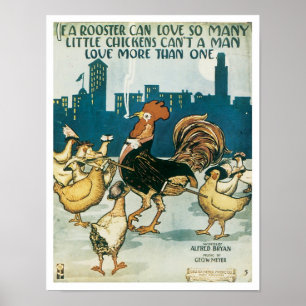 Poster Si une couverture Vintage de chansons de coq