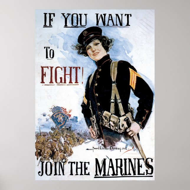 Poster Si Vous Voulez Combattre Rejoignez Les Marines (Devant)