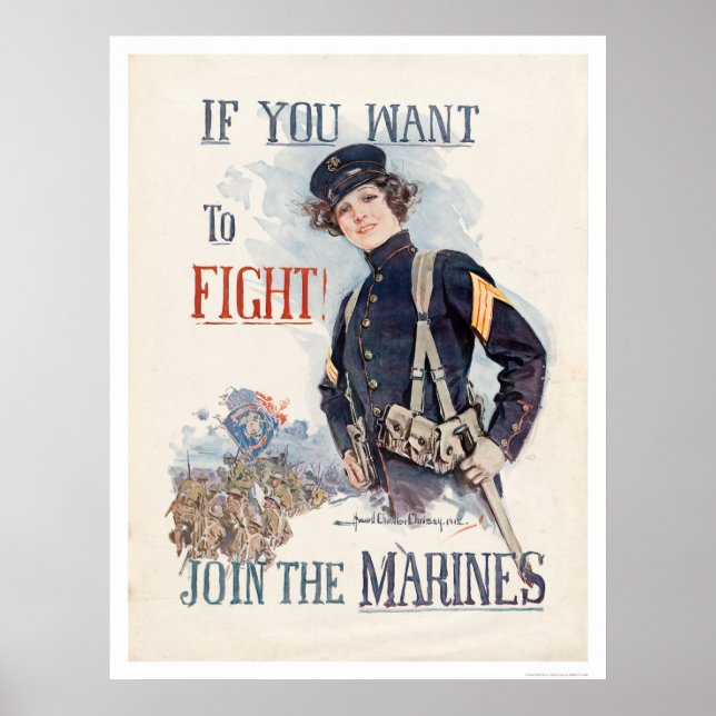 Poster Si vous voulez combattre, rejoignez les Marines (Devant)