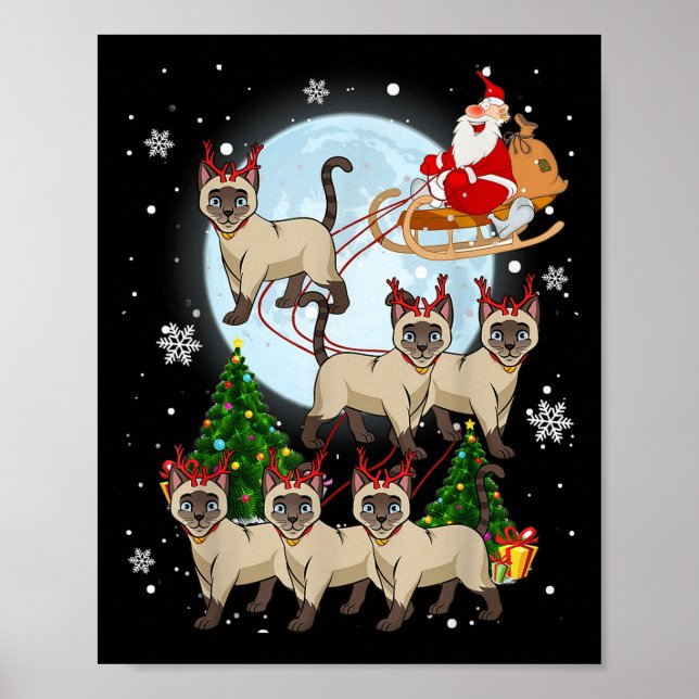 Poster Siamese Reindeer Christmas Siamese Cat Lover Men W (Devant)