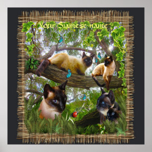Poster Siamese Sophie notre chat jouer dans son jardin