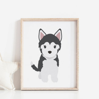 Poster Siberian Husky Puppy Nursery & Kids