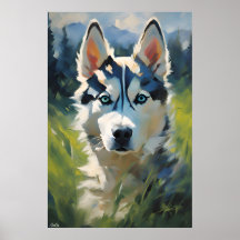Poster | Siberian Husky Puppy | Oil Painting Style