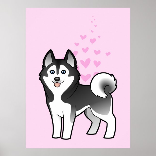Poster Sibérie Husky / Malamute d'Alaska Amour (Devant)