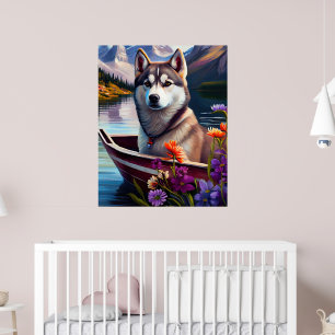 Poster Sibérien Husky à la pagaie : une aventure Pittores