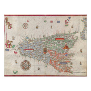 Poster Sicile Italie Manuscript Atlas Carte Vintage