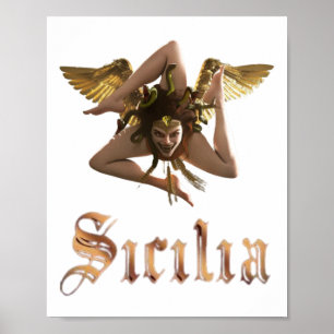 Poster Sicile / Méduse sicilienne Trinacria 