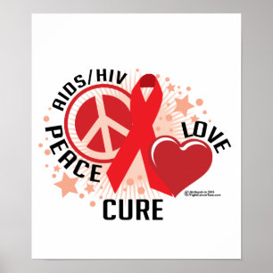 Poster Sida/HIV Peace Love Cure