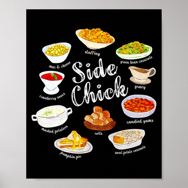 Poster Side Chick,funny Thanksgiving Dishes Gift Tee Men  (Devant)