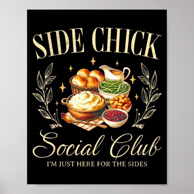 Poster Side Chick Funny Thanksgiving Friendsgiving Turkey (Devant)