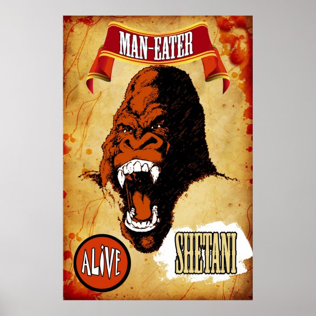 Poster Sideshow Art - Shetani l'homme manger Gorilla (Devant)