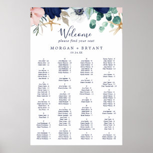 Poster Siège Alphabétique Floral Moderne