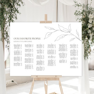 Poster Siège Alphabétique minimaliste Mariage Feuille d'o