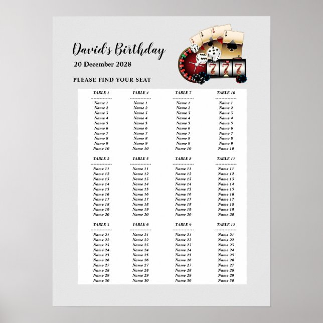 Poster SIÈGE DE FÊTE CASINO, SIÈGE DE FÊTE D'anniversaire (Devant)