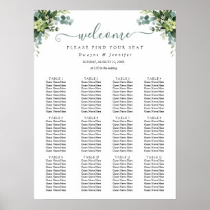 Poster Siège de mariage d'été de verdure d'eucalyptus Boh