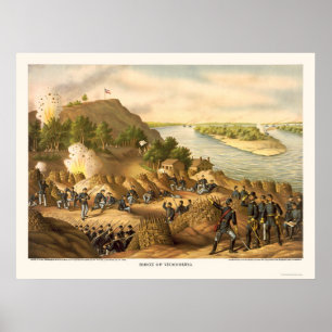 Poster Siège de Vicksburg par Kurz et Allison 1863