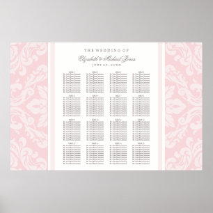Poster Siège Elegant rose et gris Mariage damassé