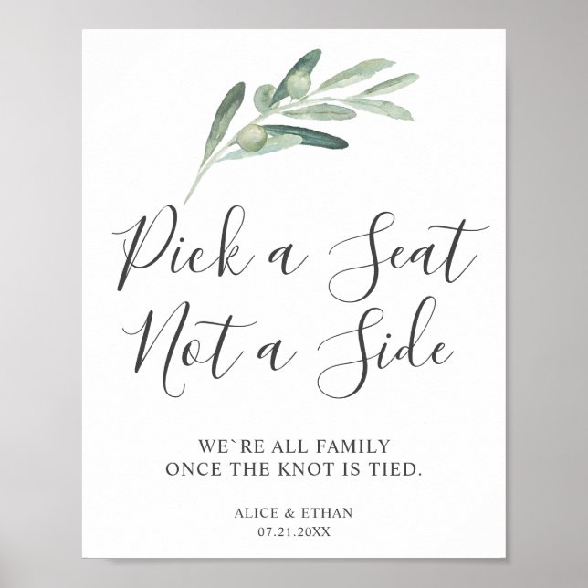Poster Siège Mariage Olive verdoyant (Devant)