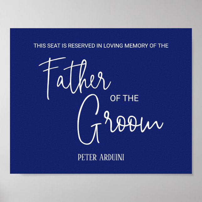Poster Siège Mémorial du Père du Marié Mariage Bleu (Devant)