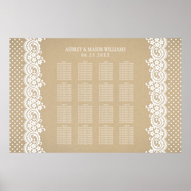 Poster Siège Rustic Kraft et Mariage en dentelle (Devant)