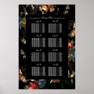 Poster Sièges de mariage floraux romantiques sombres et l