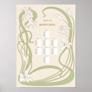 Poster Sièges Mariages Lys blancs Graphique 8 Tableaux