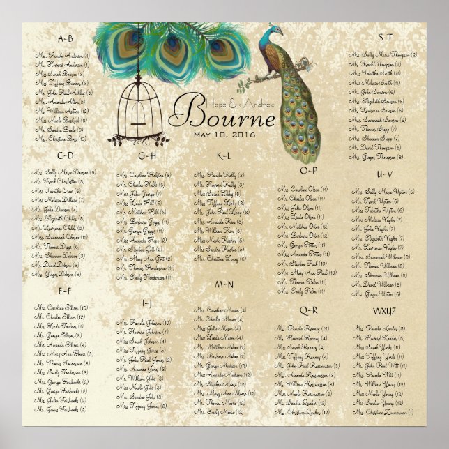 Poster Sièges Peacock Inséparables vintages Graphique 12  (Devant)