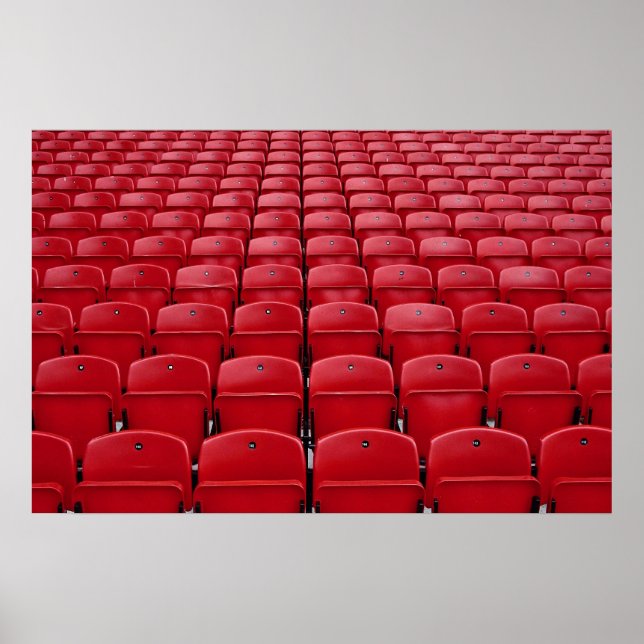 Poster Sièges rouges au stade de football (Devant)