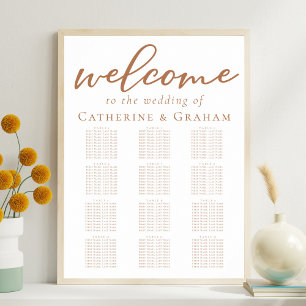 Poster Sienna Brown Script Mariage 12 Table Seating Chart