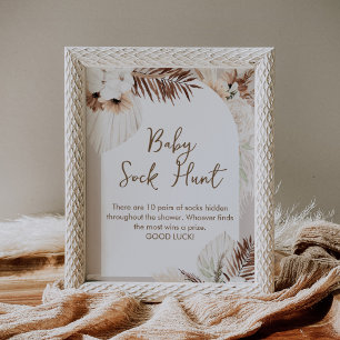 Poster SIERRA Boho Baby Sock Chasse Baby shower Jeu