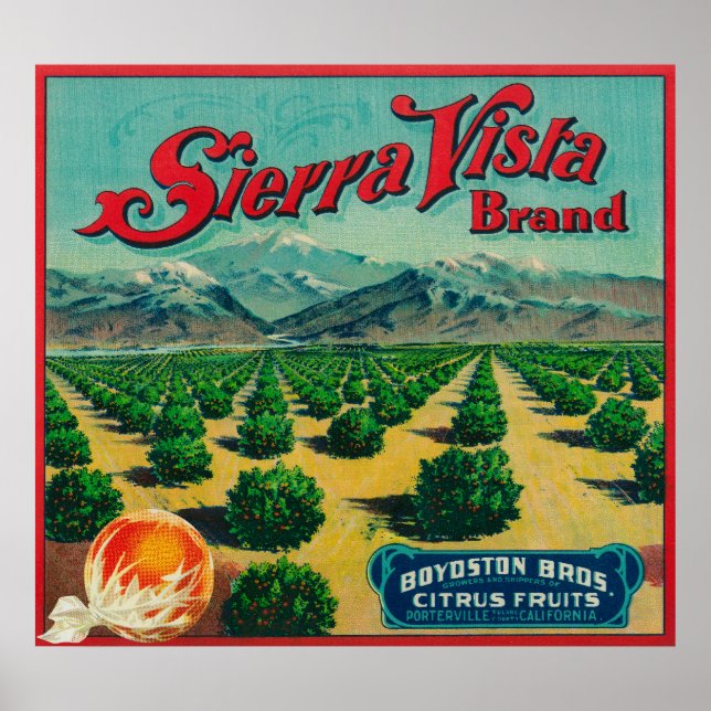 Poster Sierra Vista Marque Étiquette Citrus Crate (Devant)