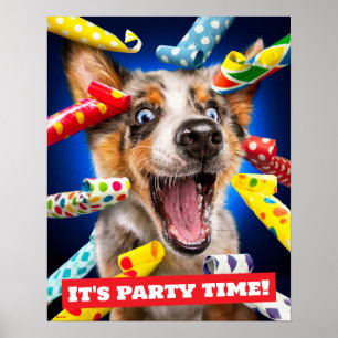 Poster Sifflets pour fête de chien heureux