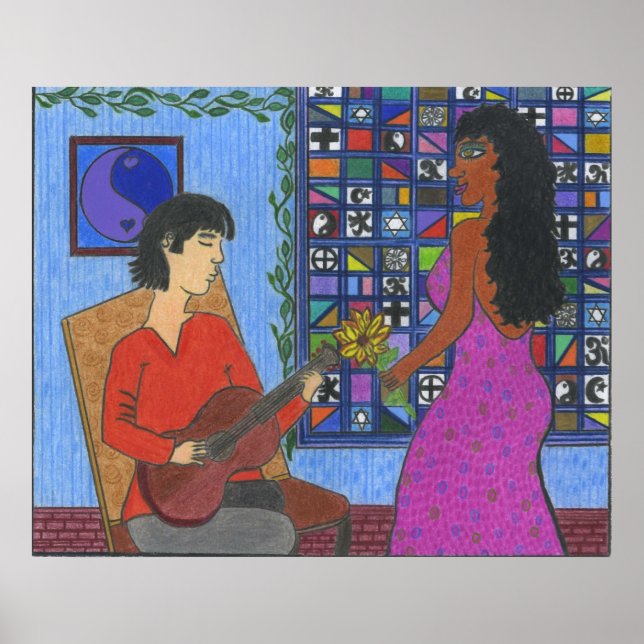 Poster Siffleur de couple interracial (Devant)