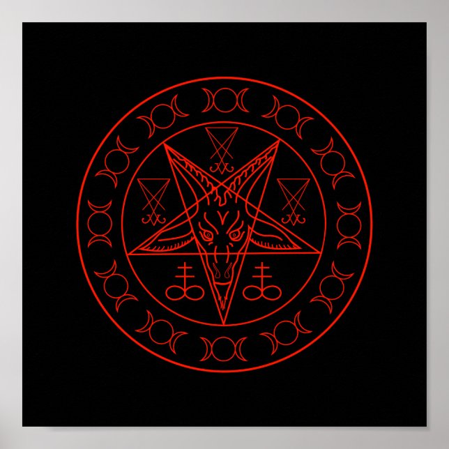 Poster Sigil de Baphomet triple lune et sigile de lucifer (Devant)