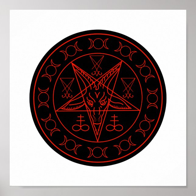 Poster Sigil de Baphomet triple lune et sigile de lucifer (Devant)