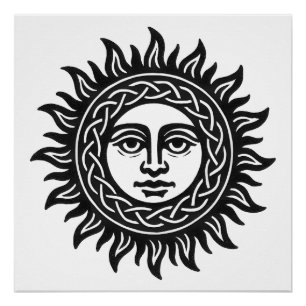 Poster Sigil du Visage Solaire – Emblème du Soleil Noir