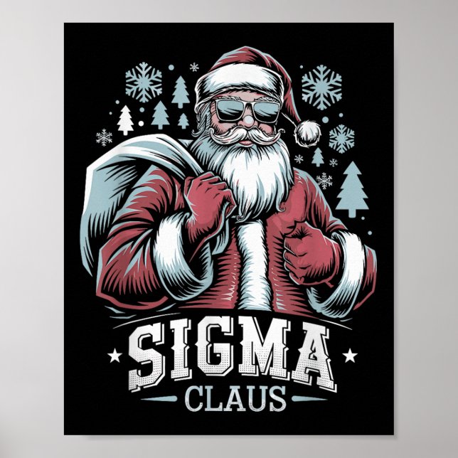 Poster Sigma Claus Cool Santa Funny Christmas Rizz Rizzle (Devant)