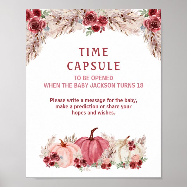Poster Signal citrouille Automne Baby shower Temps Capsul (Devant)